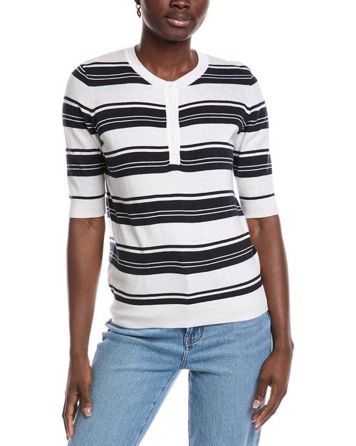 Cashmere-Blend Henley Sweater