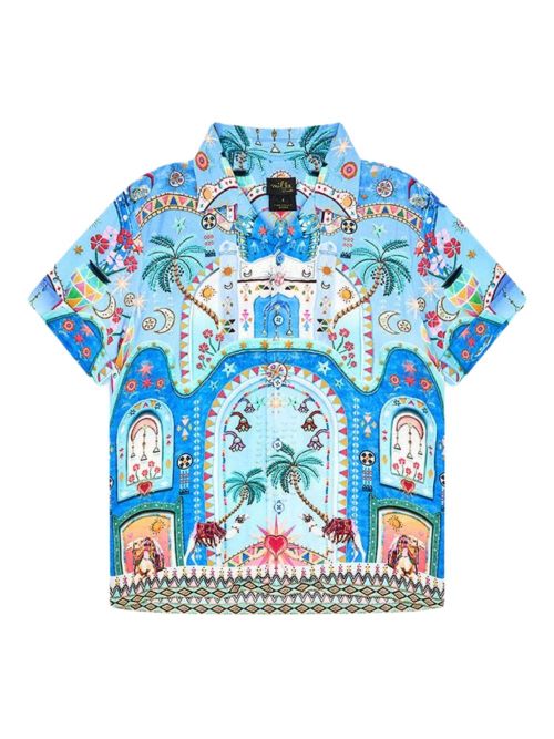 Graphic-print short-sleeve shirt - Blue