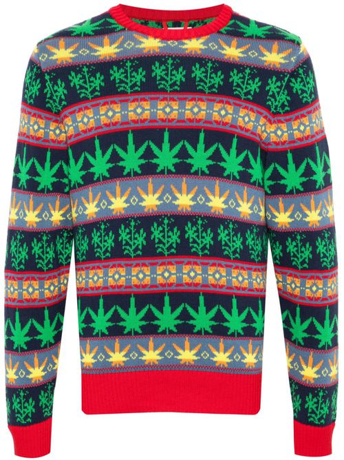 Marin patterned-jacquard jumper - Green