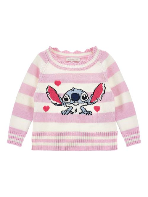 Striped ruffle-detail sweater - White