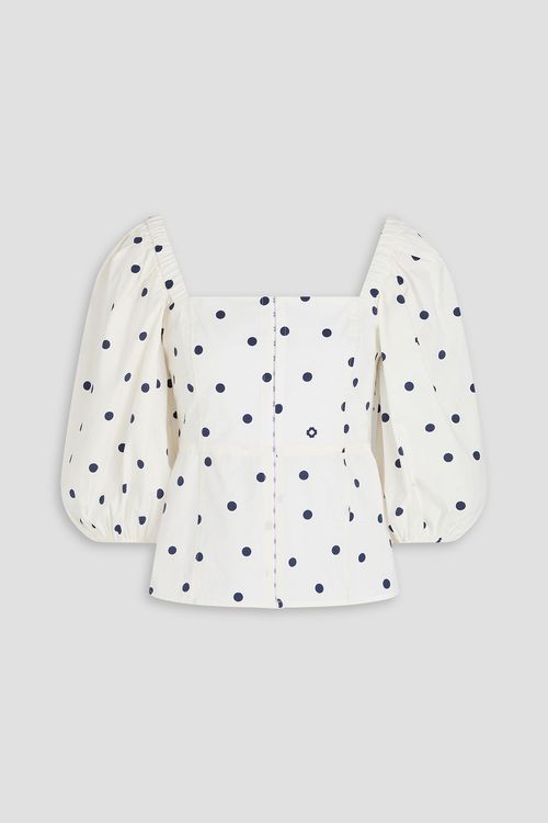 Polka-dot stretch-cotton poplin top - White - 3
