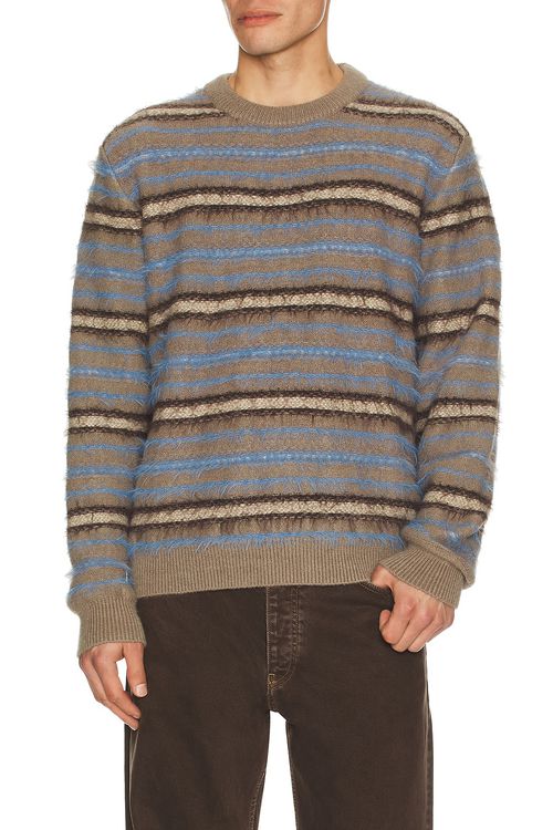 SAMSOE SAMSOE Safinnley Sweater in Oatmeal Stripe - Grey,Blue. L also in M, XL/1X