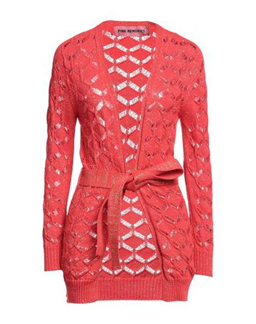 Pink Memories Woman Cardigan Red Size 4 Cotton, Acrylic, Metallic Polyester, Polyamide