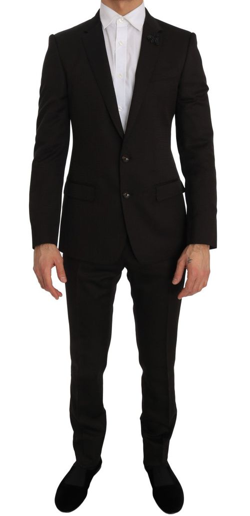 Slim-Fit Wool-Viscose Suit — Brown