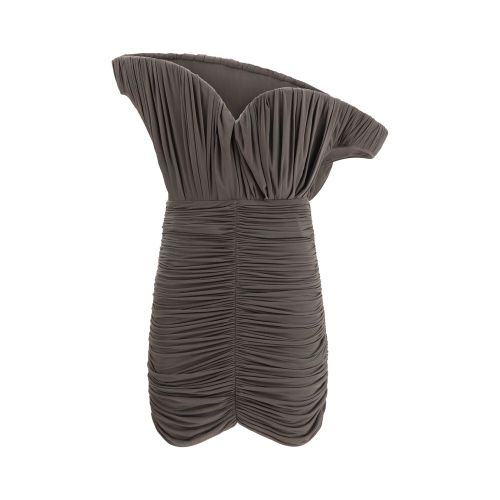 Asymmetrical Petal Mini Dress — Brown