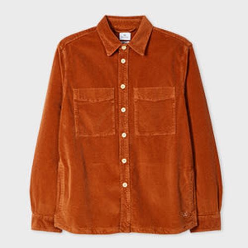 Rust Corduroy Patch-Pocket Overshirt Red