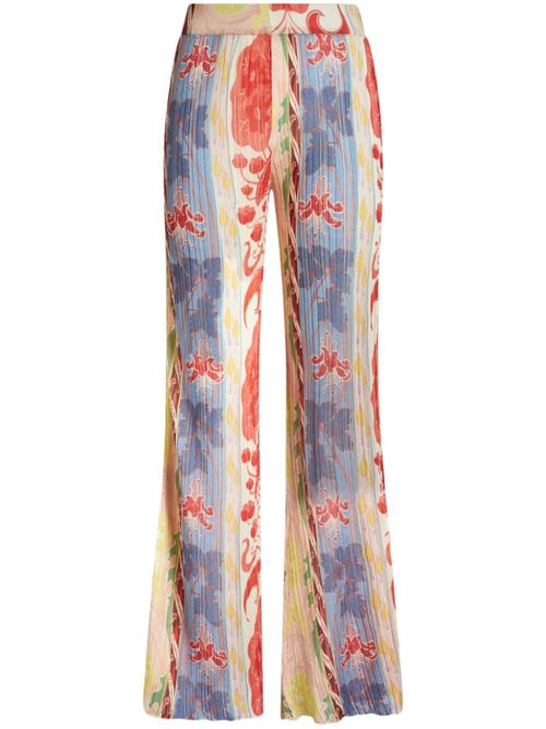 Floral-print knit trousers - Blue