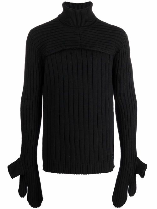 Convertible roll-neck jumper - Black