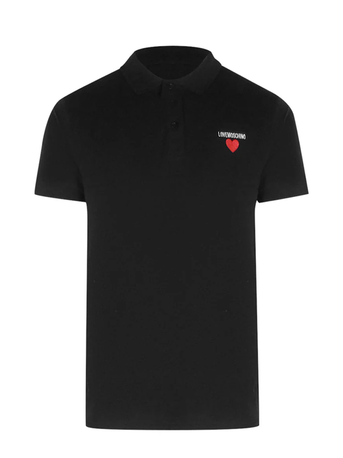 Love Moschino Heart Logo Black Polo Shirt - Black