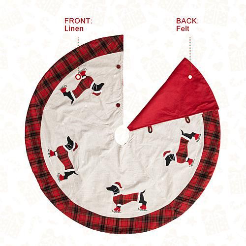 "48"" Fabric Christmas Tree and Dachshund Skirt"