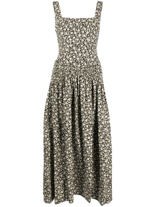 Floral-print flared dress - Neutrals