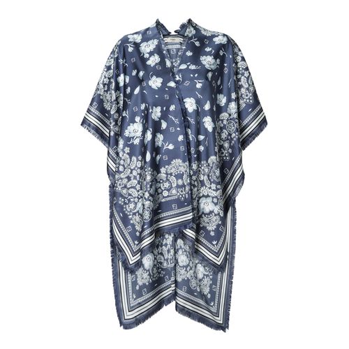 Ivory silk Coral Bandana poncho
