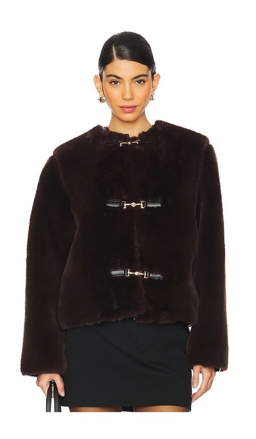 Lovers and Friends Rhoda Faux Fur Jacket in Brown. - S also in XXS, XS