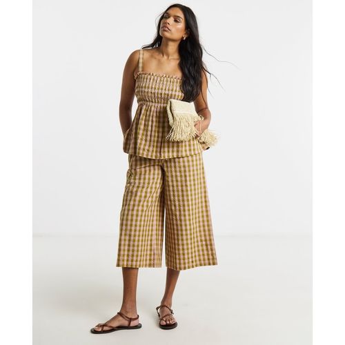 Brown and Pink Gingham Cullotte