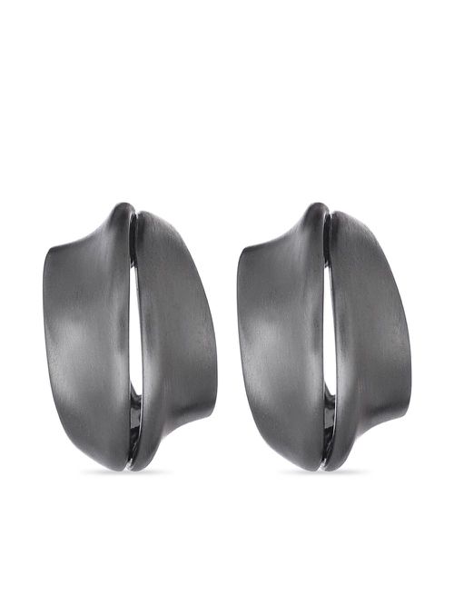 18kt black gold Spira hoop earrings - Silver