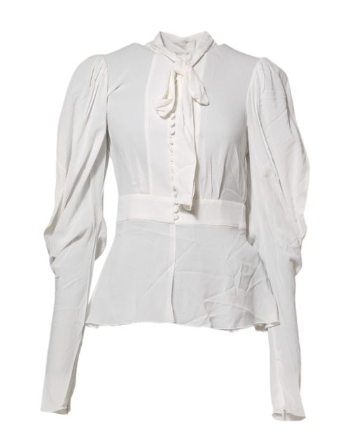 Viscose Ascot Collar Blouse — White