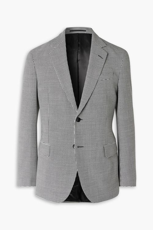 Slim-fit puppytooth twill suit jacket - Black - US 44