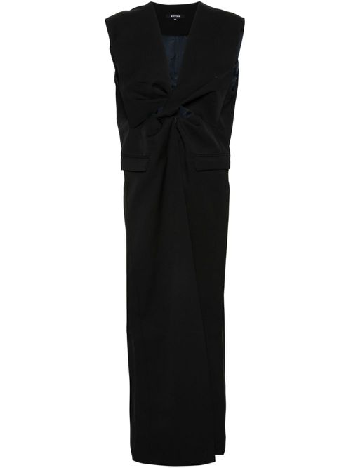 Twist-detailed virgin wool maxi dress - Black