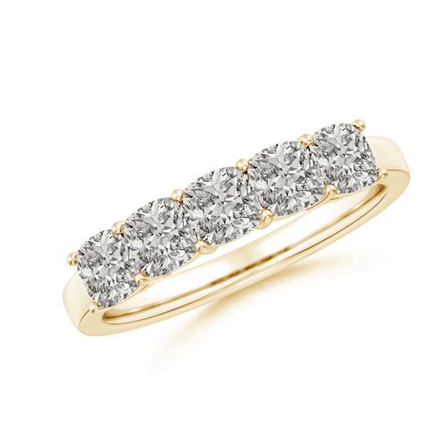 Angara 1.8 Carats Prong-Set Cushion Diamond Five Stone Wedding Ring in 18K Yellow Gold