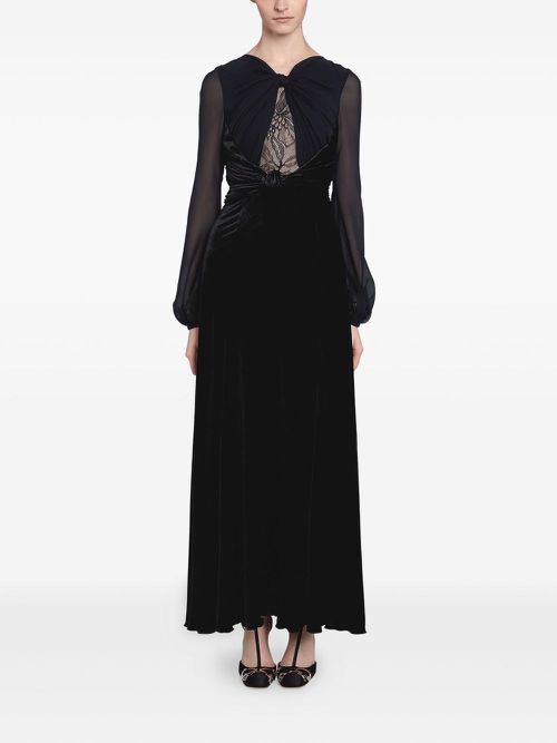 Lace-insert dress - Black
