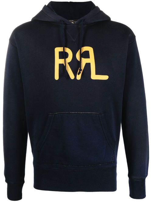Logo-print drawstring hoodie - Blue