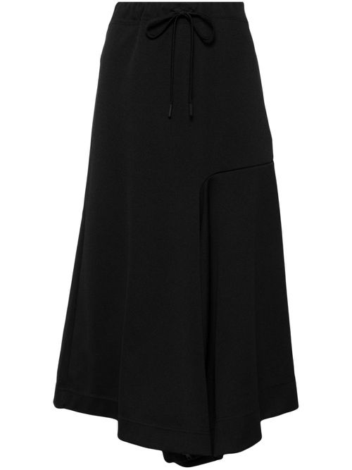 Asymmetric drawstring midi skirt - Black