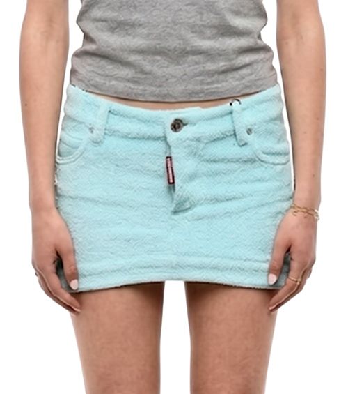 Sky Blue Solid Mini Skirt