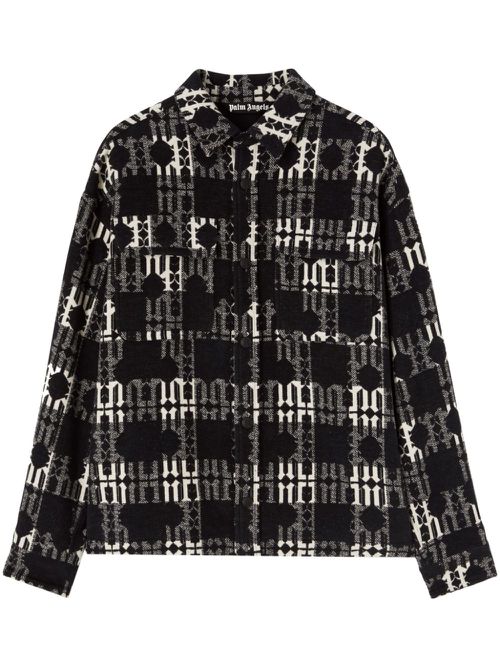 Monogram-pattern cotton shirt - Black
