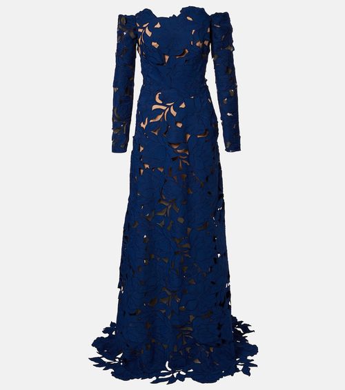 Off-shoulder guipure lace gown