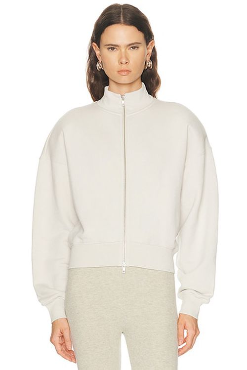 AGOLDE Jensen Zip Up Sweatshirt in Bone - Ivory. S also in M