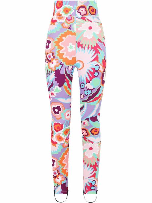 Floral-print high-waisted leggings - Pink