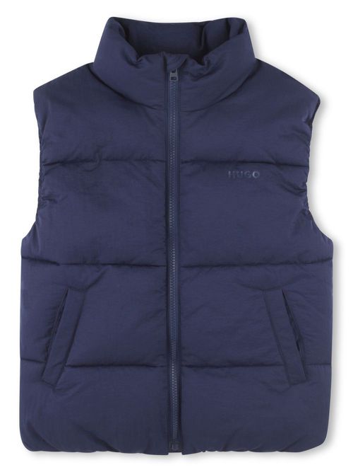 Logo-print padded gilet - Blue