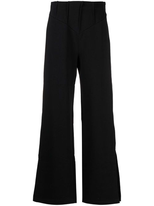 Wide-leg cotton-jersey trousers - Black