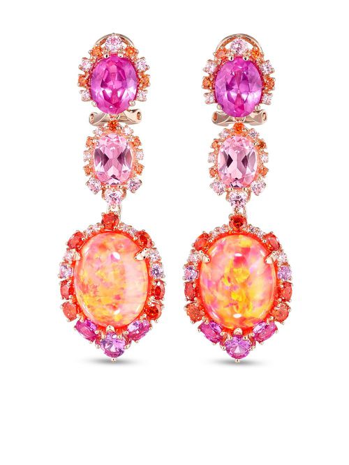 18k yellow gold vermeil Ocean opal and sapphire drop earrings