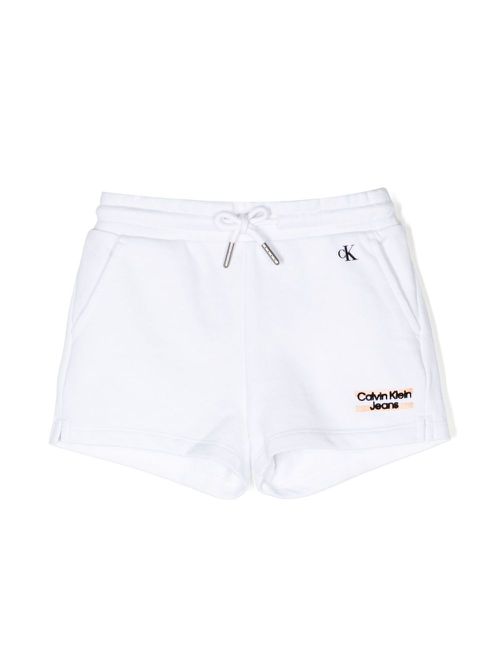 Logo-embroidered cotton shorts - White