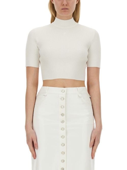 White Solid Mock Collar Top