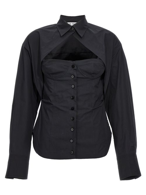 Bustier Cotton Blouse — Black