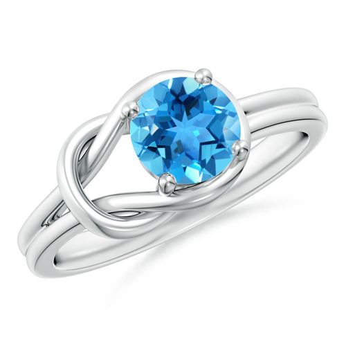 Angara 0.95 Carat Solitaire Swiss Blue Topaz Infinity Knot Ring in Platinum