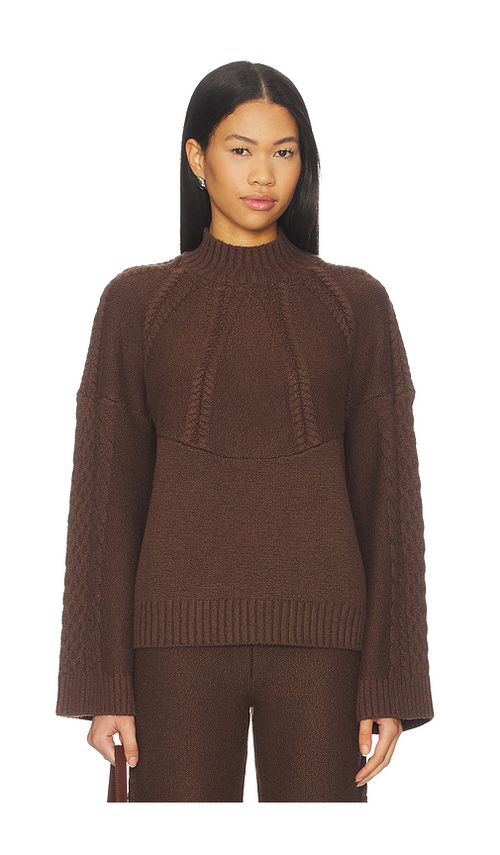 Tularosa Marcella Mock Neck Sweater in Chocolate. L. Also in M, S, XL
