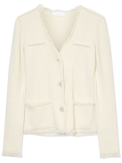 Medina piped-trim terry-cloth blazer - White