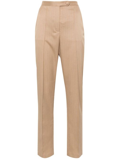 Pinstriped high-waist tailored trousers - Neutrals