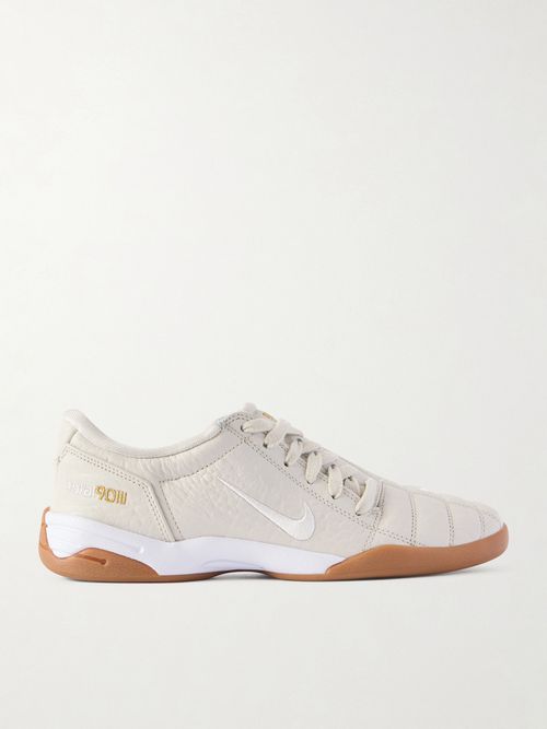 T90 Embroidered Croc-effect Leather Sneakers - Off-white