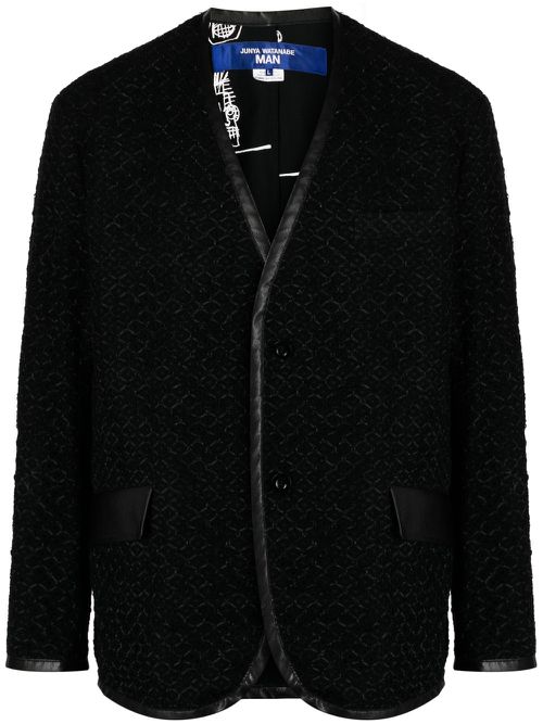 V-neck single-breasted jacket - Black