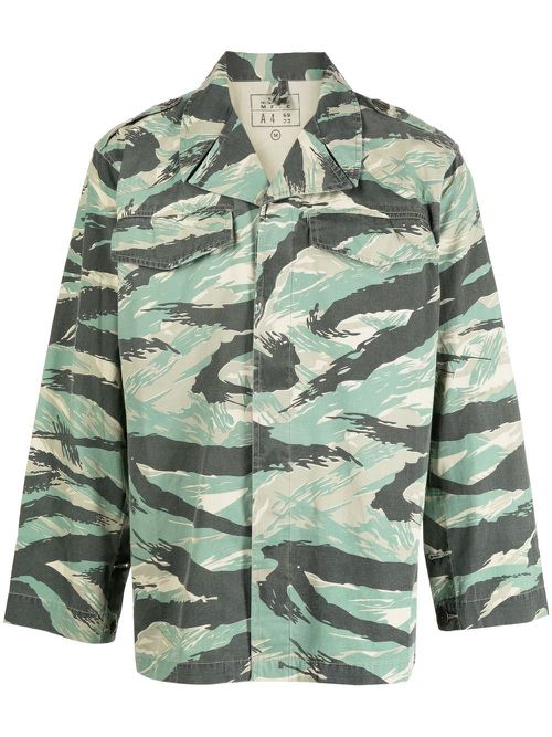 Camouflage-print long-sleeve shirt - Green