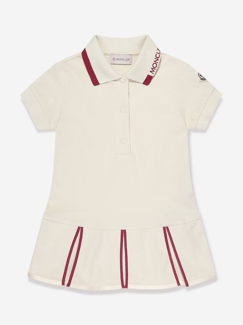 Girls Logo Polo Dress in Ivory