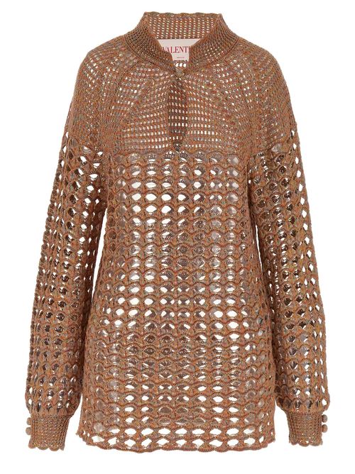 Openwork Linen Cardigan — Multicolor