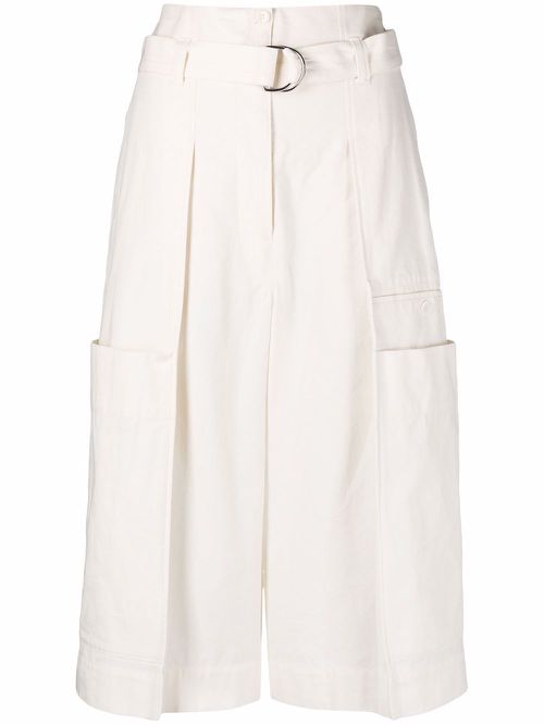 Belted capri shorts - White