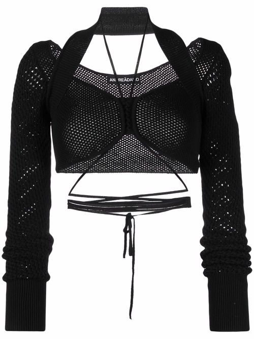 ANDREĀDAMO knitted cropped top - Black