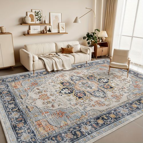 TEMU Machine Washable Mat, Vintage Design Washable Area Rugs With Non Slip Rugs For Living Room Bedroom, Decor Office Boho Mat