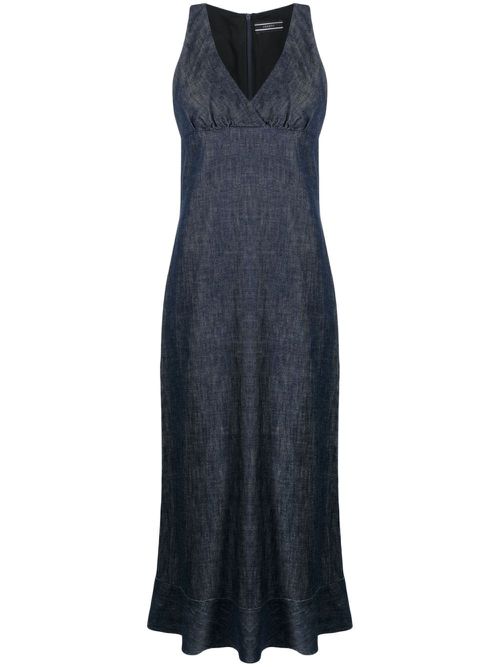 V-neck sleeveless cotton dress - Blue